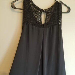 Loft Black Tank with Crochet accent